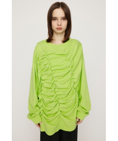 SLY（スライ）の「SHIRRING OVER SW TOPS シャーリング オーバー スウェット トップス トレーナー（スウェット・レディース・ライム/ブラック/ホワイト・FREE）」の13枚目の写真