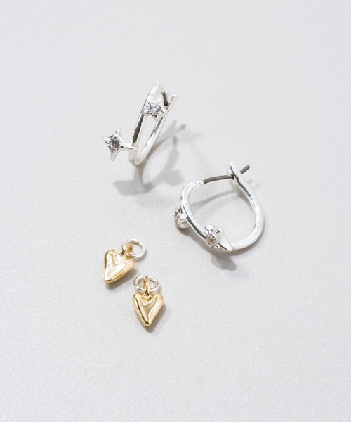 GOLDY（ゴールディ）の「アソートメント スパークル チャーム ピアス（ピアス（両耳用）・レディース・シルバー/ゴールド/シルバー×ゴールド・FREE）」の5枚目の写真