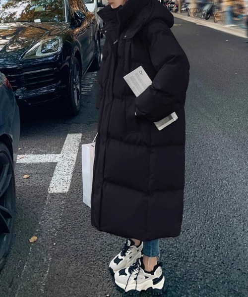 エコダウンフードブルゾン オーバーサイズ ジャケット フード付き