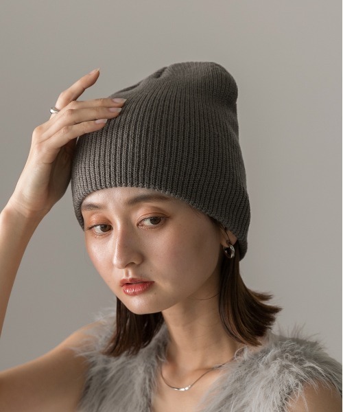 ad thie(アドティエ)の「カラーリブ ニットビーニー(ニットキャップ/ビーニー・レディース・ブラウン/グレー/ブラック/アイボリー・FREE)」の13枚目の写真