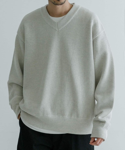 crepuscule（クレプスキュール）の「crepuscule　Moss Stitch V Pullover（ニット/セーター・メンズ・ブラック/ホワイト系その他/ダークグレー・2/1）」の9枚目の写真