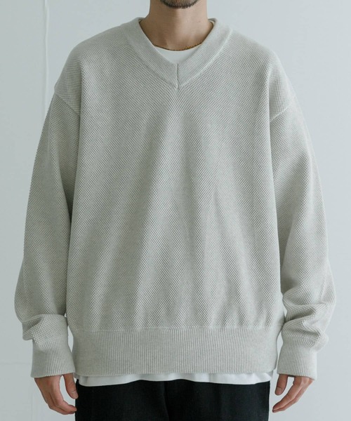 crepuscule（クレプスキュール）の「crepuscule　Moss Stitch V Pullover（ニット/セーター・メンズ・ブラック/ホワイト系その他/ダークグレー・2/1）」の14枚目の写真