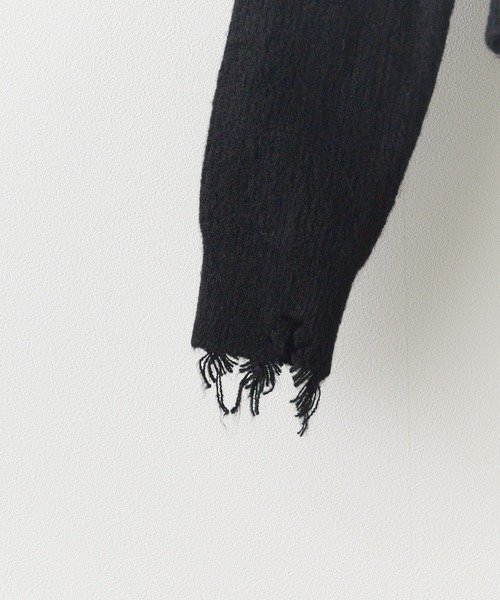 ROOPTOKYO（ループトウキョウ）の「ダメージハーフジップパーカーニット（パーカー・レディース・グレー/ブラック/アイボリー・FREE）」の9枚目の写真