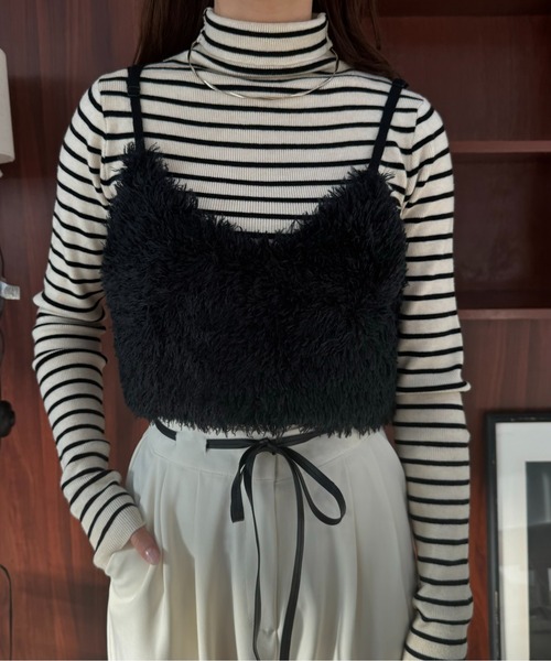 Amiur（エミレ）の「fur knit bustier / ファーニットビスチェ（Tシャツ/カットソー・レディース・グレー/ブラック/アイボリー・FREE）」の3枚目の写真