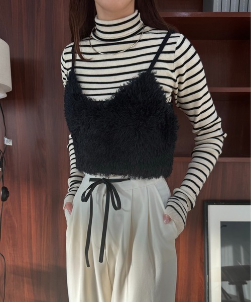 Amiur（エミレ）の「fur knit bustier / ファーニットビスチェ（Tシャツ/カットソー・レディース・グレー/ブラック/アイボリー・FREE）」の7枚目の写真