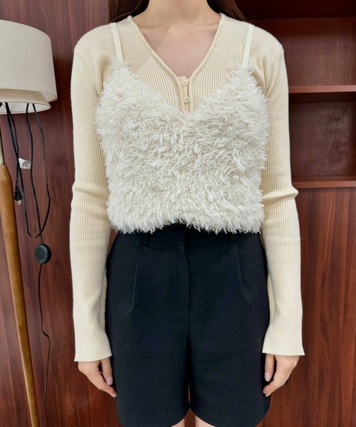 Amiur（エミレ）の「fur knit bustier / ファーニットビスチェ（Tシャツ/カットソー・レディース・グレー/ブラック/アイボリー・FREE）」の8枚目の写真