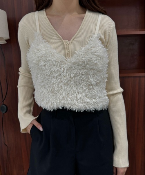 Amiur（エミレ）の「fur knit bustier / ファーニットビスチェ（Tシャツ/カットソー・レディース・グレー/ブラック/アイボリー・FREE）」の9枚目の写真