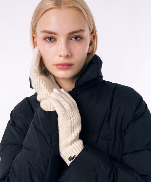 LACOSTE(ラコステ)の「コンビ・ニッティンググローブ(手袋・レディース・ブラック/グレー/オフホワイト・FREE)」の2枚目の写真