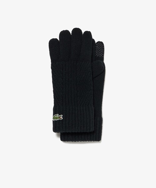 LACOSTE(ラコステ)の「コンビ・ニッティンググローブ(手袋・レディース・ブラック/グレー/オフホワイト・FREE)」の4枚目の写真