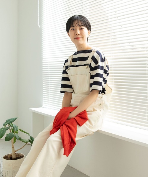 PAR ICI（パーリッシィ）の「カヴェール天竺 ボートネックボーダーTシャツ（Tシャツ/カットソー・レディース・ネイビー/グリーン・FREE）」の14枚目の写真