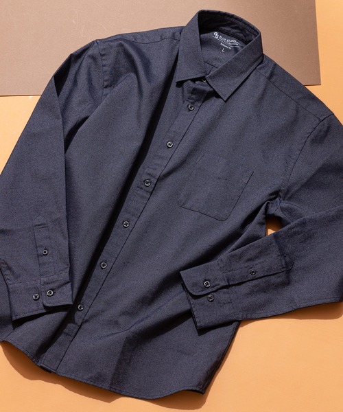 Blue Standard (ブルースタンダード)の「【BLUE STANDARD/ブルースタンダード】リラックスフィット 楽ケア オックス レギュラーカラーシャツ クレリックシャツ イージーケア ピンポイント防汚加工 時短シャツ(シャツ/ブラウス・メンズ・ブルー系その他2/スミクロ/ネイビー/チャコールグレー/ホワイト・MEDIUM/X-LARGE/LARGE)」の2枚目の写真