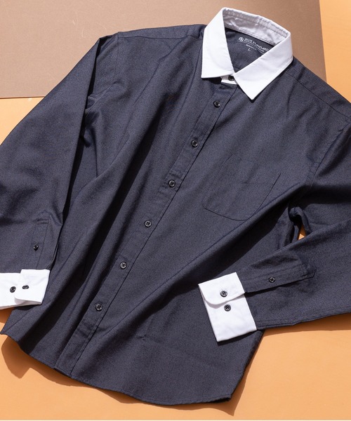 Blue Standard (ブルースタンダード)の「【BLUE STANDARD/ブルースタンダード】リラックスフィット 楽ケア オックス レギュラーカラーシャツ クレリックシャツ イージーケア ピンポイント防汚加工 時短シャツ(シャツ/ブラウス・メンズ・ブルー系その他2/スミクロ/ネイビー/チャコールグレー/ホワイト・MEDIUM/X-LARGE/LARGE)」の3枚目の写真