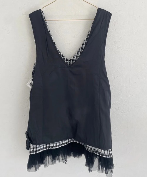 M y u（ミュー）の「裾チュールフリル　ジャンパースカート（ワンピース・レディース・ホワイト/ブラック・ML/SM）」の17枚目の写真