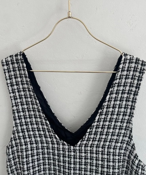 M y u（ミュー）の「裾チュールフリル　ジャンパースカート（ワンピース・レディース・ホワイト/ブラック・ML/SM）」の19枚目の写真