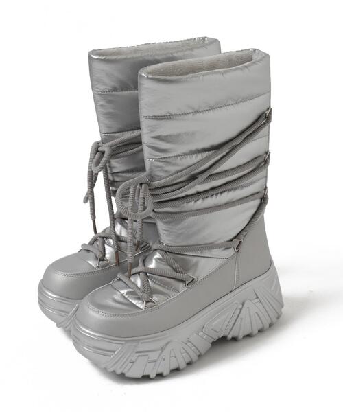 WEGO（ウィゴー）の「WEGO/レースアップパテッドブーツ（ブーツ・レディース・シルバー/ブラック/キャメル・LARGE/MEDIUM）」の12枚目の写真