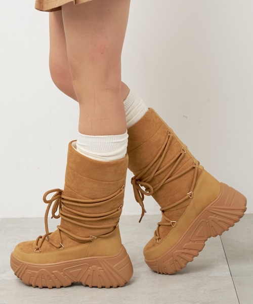 WEGO（ウィゴー）の「WEGO/レースアップパテッドブーツ（ブーツ・レディース・シルバー/ブラック/キャメル・LARGE/MEDIUM）」の6枚目の写真