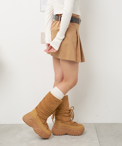 WEGO（ウィゴー）の「WEGO/レースアップパテッドブーツ（ブーツ・レディース・シルバー/ブラック/キャメル・LARGE/MEDIUM）」の8枚目の写真