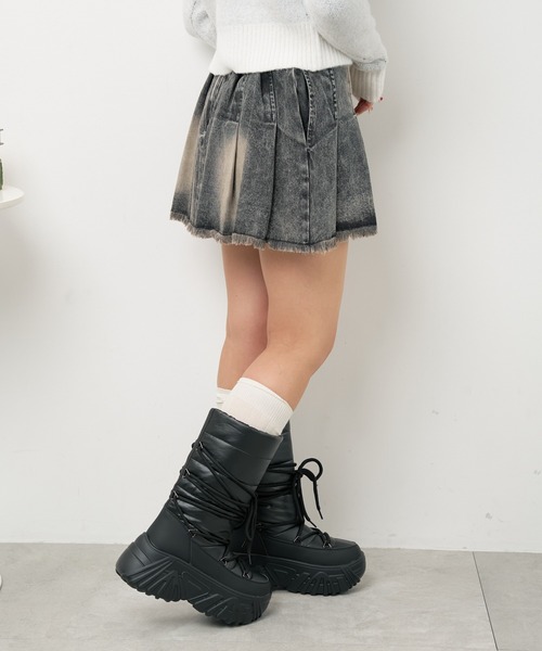 WEGO（ウィゴー）の「WEGO/レースアップパテッドブーツ（ブーツ・レディース・シルバー/ブラック/キャメル・LARGE/MEDIUM）」の5枚目の写真