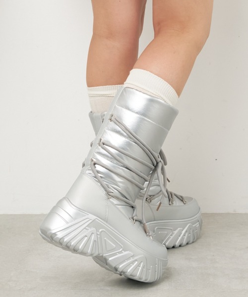 WEGO（ウィゴー）の「WEGO/レースアップパテッドブーツ（ブーツ・レディース・シルバー/ブラック/キャメル・LARGE/MEDIUM）」の9枚目の写真