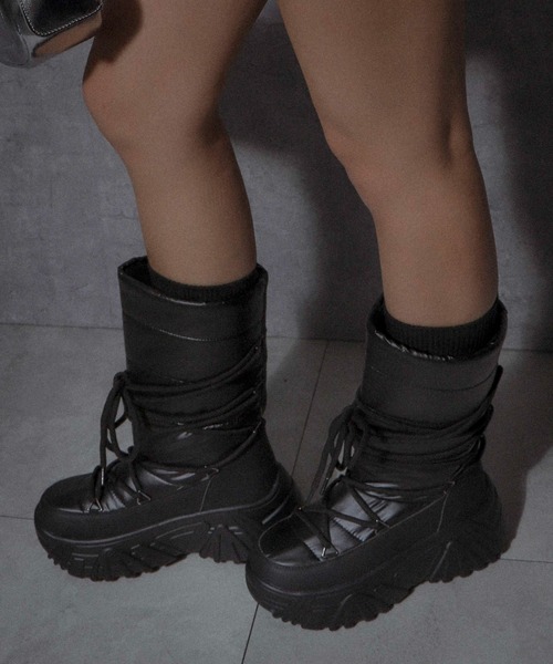 WEGO（ウィゴー）の「WEGO/レースアップパテッドブーツ（ブーツ・レディース・シルバー/ブラック/キャメル・LARGE/MEDIUM）」の22枚目の写真