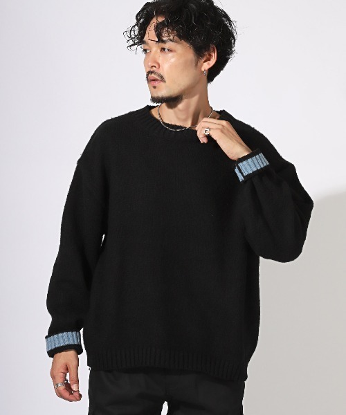 LUXSTYLE(ラグスタイル)の「無地クルーネックニット(ニット/セーター・メンズ・アイボリー/ブラック/ブルー・M/L)」の20枚目の写真