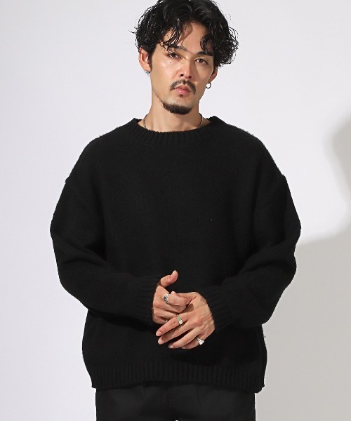 LUXSTYLE(ラグスタイル)の「無地クルーネックニット(ニット/セーター・メンズ・アイボリー/ブラック/ブルー・M/L)」の21枚目の写真