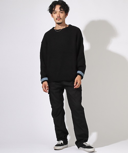 LUXSTYLE(ラグスタイル)の「無地クルーネックニット(ニット/セーター・メンズ・アイボリー/ブラック/ブルー・M/L)」の22枚目の写真