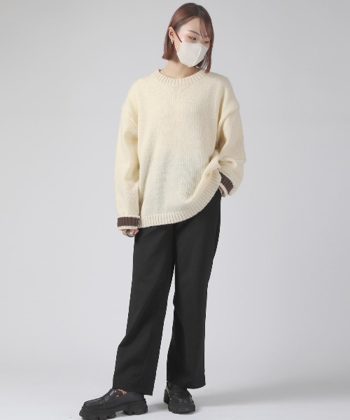 LUXSTYLE(ラグスタイル)の「無地クルーネックニット(ニット/セーター・メンズ・アイボリー/ブラック/ブルー・M/L)」の14枚目の写真