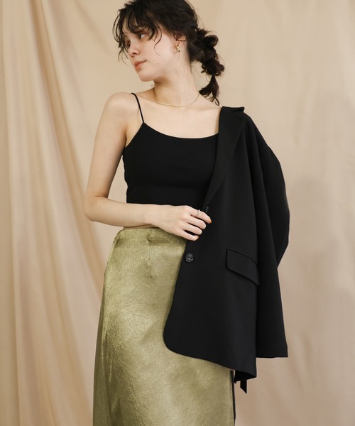 select MOCA（セレクトモカ）の「クラッシュサテンロングスカート（スカート・レディース・カーキ/ブラック/グレー・MEDIUM/LARGE）」の10枚目の写真