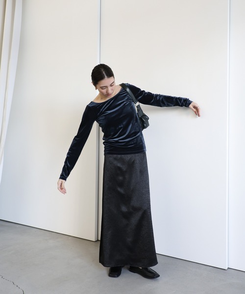 select MOCA（セレクトモカ）の「クラッシュサテンロングスカート（スカート・レディース・カーキ/ブラック/グレー・MEDIUM/LARGE）」の21枚目の写真