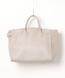 【YOUNG&OLSEN】EMBOSSED LEATHER BELTED TOTE S