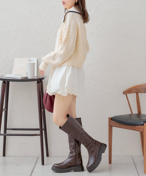 【未使用】Chico ロングスラウチブーツ ベージュ　L 未使用】Chico ロングスラウチブーツ ベージュ L セール】厚底トラック