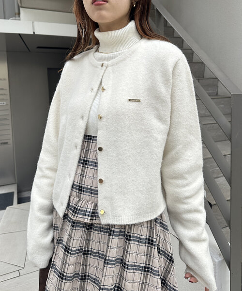 5色展開】ロゴプレートニットカーディガン（カーディガン/ボレロ）｜w