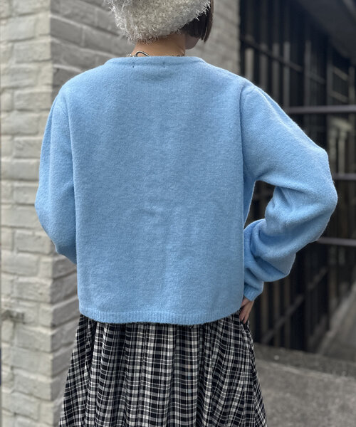 5色展開】ロゴプレートニットカーディガン（カーディガン/ボレロ）｜w