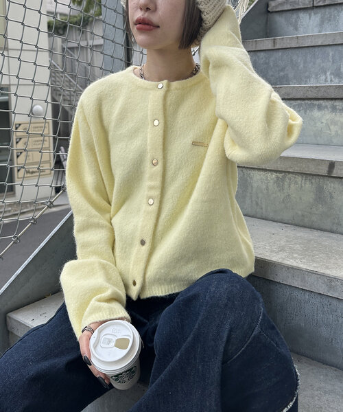 5色展開】ロゴプレートニットカーディガン（カーディガン/ボレロ）｜w