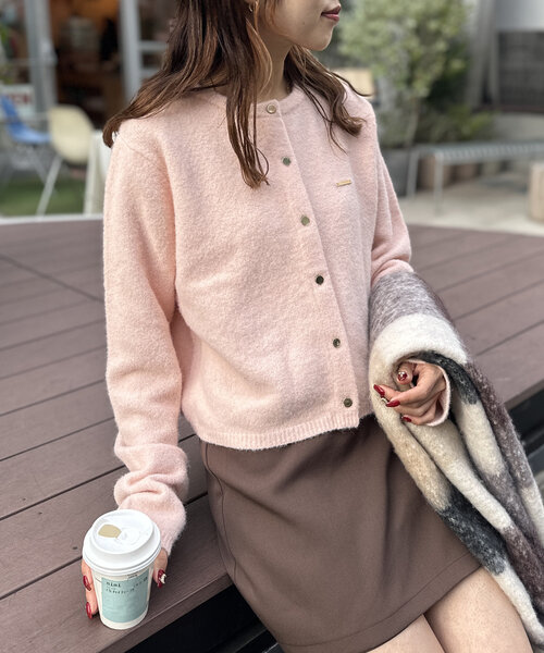 5色展開】ロゴプレートニットカーディガン（カーディガン/ボレロ）｜w