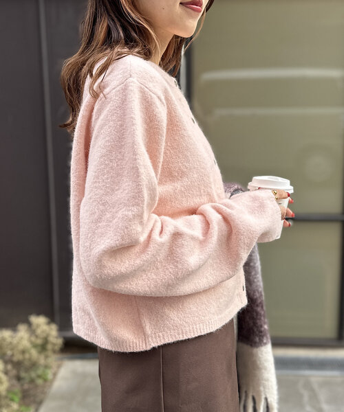 のん　 カーディガン ピンクロゴのセット 5色展開】ロゴプレートニットカーディガン（カーディガン/ボレロ