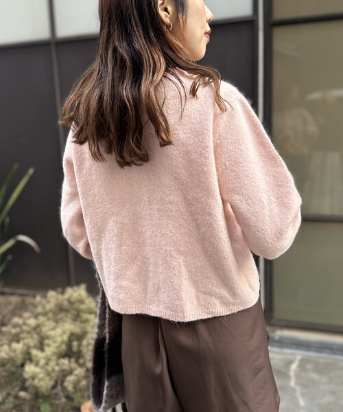 5色展開】ロゴプレートニットカーディガン（カーディガン/ボレロ）｜w