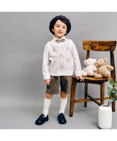 apres les cours（アプレレクール）の「tinybear フォーマルハーフパンツ（その他パンツ・キッズ・ブラウン・100/110/120/90）」の2枚目の写真