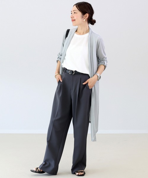 Aletta vita(アレッタビータ)の「袖ループストレッチメッシュロングカーディガン(カーディガン/ボレロ・レディース・グレー系その他/杢グレー/ネイビー/ベージュ/ブラック・FREE)」の3枚目の写真