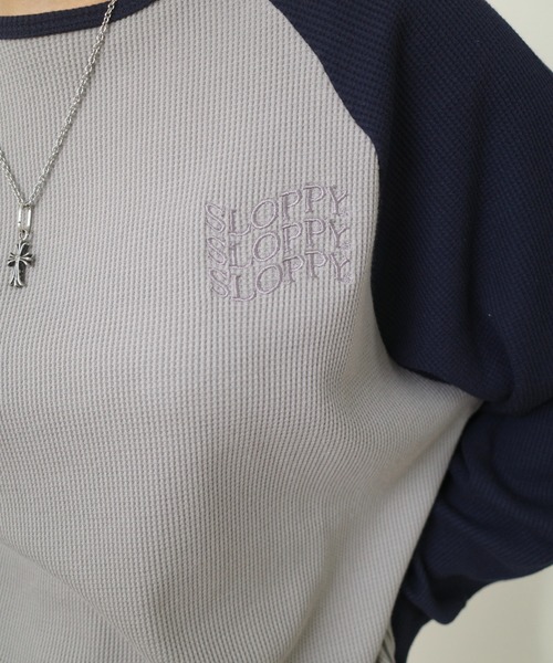 WHO'S WHO gallery（フーズフーギャラリー）の「【WEB限定】【SLOPPY/スロッピー】ワッフルトップス（Tシャツ/カットソー・レディース・ライトグレー/サックスブルー/チャコールグレー/グレー/オフホワイト・FREE）」の11枚目の写真
