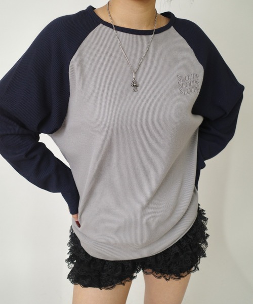 WHO'S WHO gallery（フーズフーギャラリー）の「【WEB限定】【SLOPPY/スロッピー】ワッフルトップス（Tシャツ/カットソー・レディース・ライトグレー/サックスブルー/チャコールグレー/グレー/オフホワイト・FREE）」の12枚目の写真