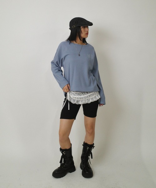 WHO'S WHO gallery（フーズフーギャラリー）の「【WEB限定】【SLOPPY/スロッピー】ワッフルトップス（Tシャツ/カットソー・レディース・ライトグレー/サックスブルー/チャコールグレー/グレー/オフホワイト・FREE）」の17枚目の写真