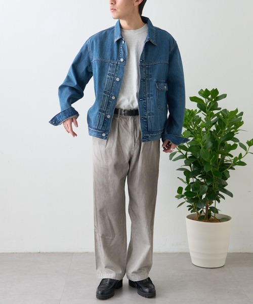 ai no de（アイノデ）の「【ainode】oku 2タックベルトワイドパンツ（デニムパンツ・メンズ・アイボリー/グレー・MEDIUM/LARGE）」の9枚目の写真