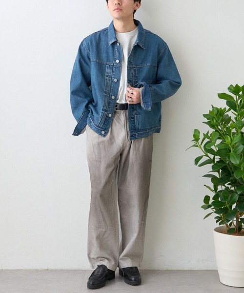 ai no de（アイノデ）の「【ainode】oku 2タックベルトワイドパンツ（デニムパンツ・メンズ・アイボリー/グレー・MEDIUM/LARGE）」の5枚目の写真