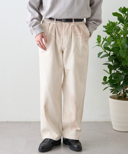 ai no de（アイノデ）の「【ainode】oku 2タックベルトワイドパンツ（デニムパンツ・メンズ・アイボリー/グレー・MEDIUM/LARGE）」の14枚目の写真