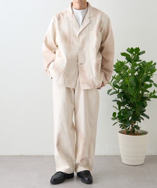 ai no de（アイノデ）の「【ainode】oku 2タックベルトワイドパンツ（デニムパンツ・メンズ・アイボリー/グレー・MEDIUM/LARGE）」の4枚目の写真