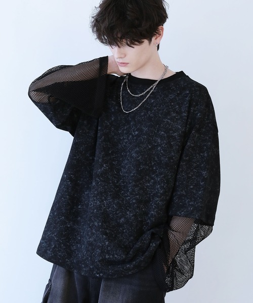 LILL（リル）の「ヴィンテージライクメッシュフェイクレイヤードカットソー（Tシャツ/カットソー・メンズ・ブラック・M/S/XL/L）」の16枚目の写真