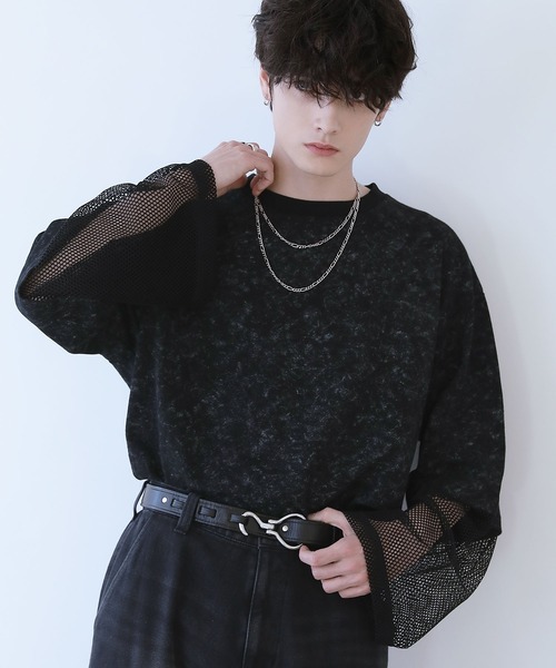 LILL（リル）の「ヴィンテージライクメッシュフェイクレイヤードカットソー（Tシャツ/カットソー・メンズ・ブラック・M/S/XL/L）」の20枚目の写真