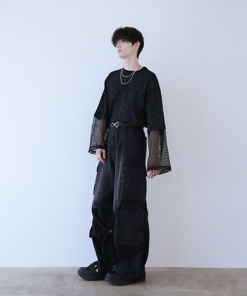 ヴィンテージライクメッシュフェイクレイヤードカットソー ヴィンテージライクメッシュフェイクレイヤードカットソー（T